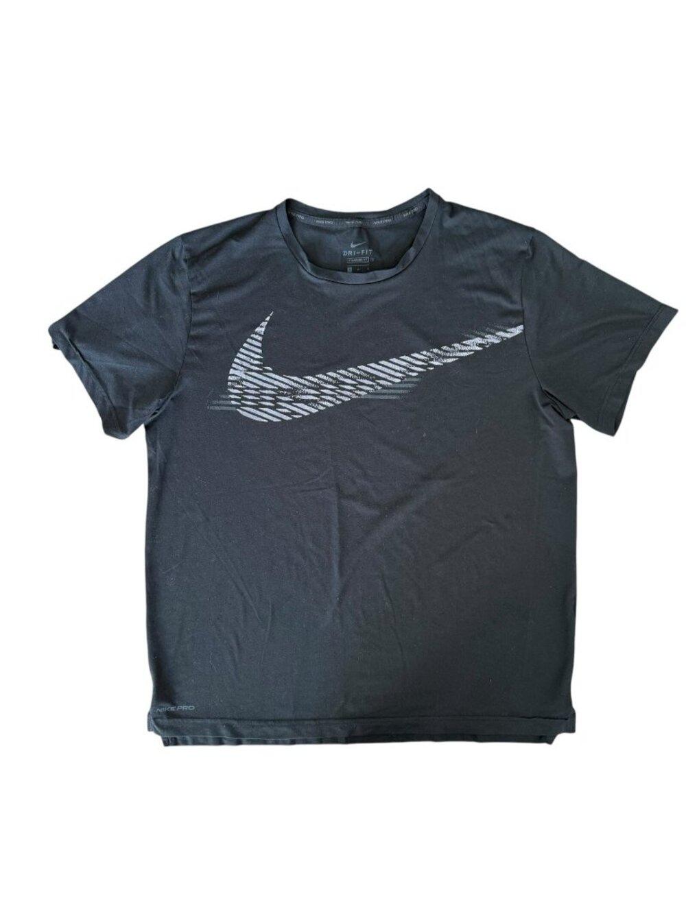 Nike Pro Standard Fit T-Shirt Swoosh Logo Short Sleeve Dri Fit Mens Large Black
